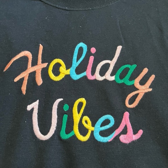 Holiday vibes Oversized tunic crewneck sweater Size 2x embroidered Christmas - Picture 3 of 6